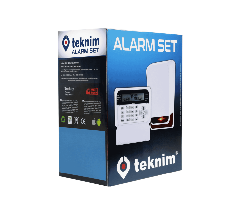 TEKNİM TSP-5334 LCD 4+4 Kablolu Ethernet/Network'lü Alarm Seti Akü Hariç